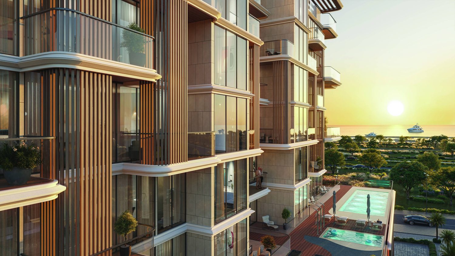 Balconies at sunset