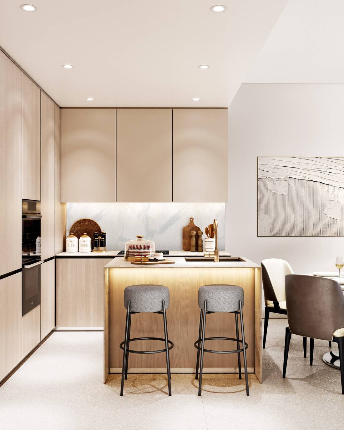 The kitchen and dining