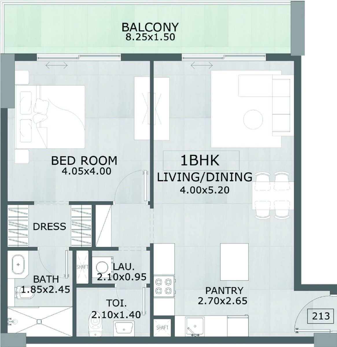 1 Bedroom Type C floor plan