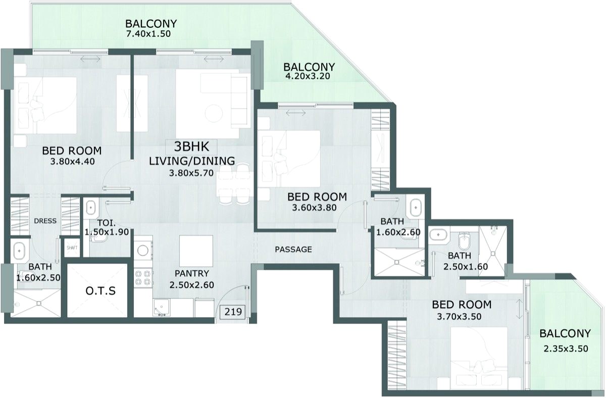 3 Bedroom floor plan