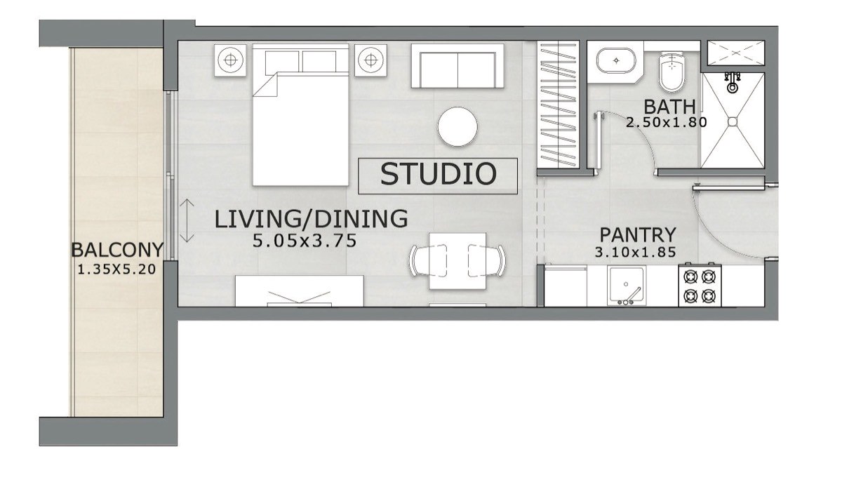 Studio Type B floor plan